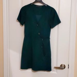 Zara faux suede dark green dress XS